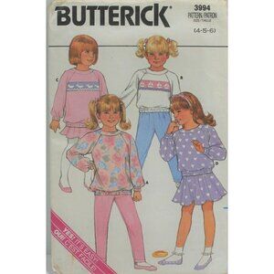 Butterick Sewing Pattern 3994 Top Pants Skirt‎ Girls Size 4-6
